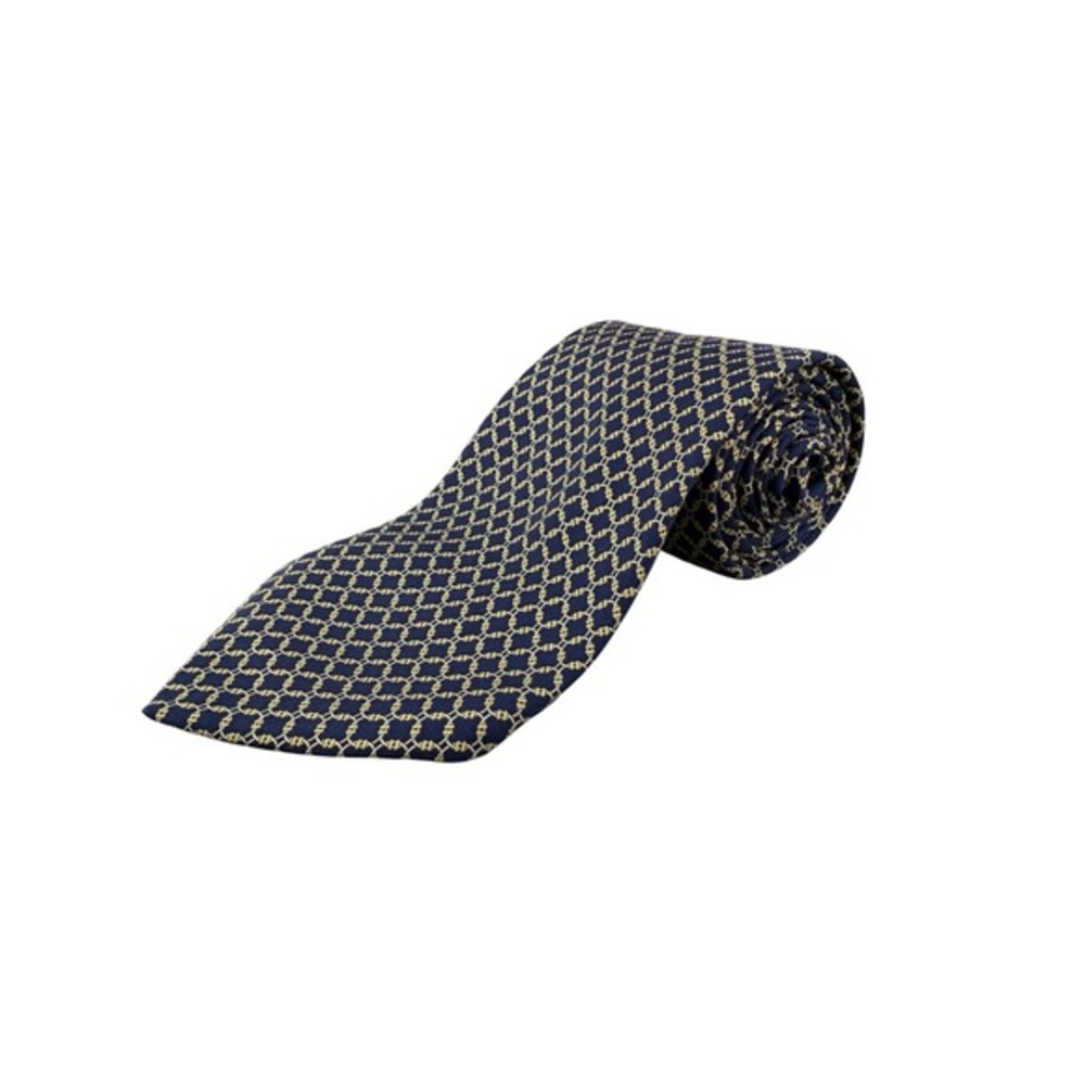 Brooks Brothers Tie Men Silk Blue Yellow Old Mondy Quiet Luxury Equestrian Chain